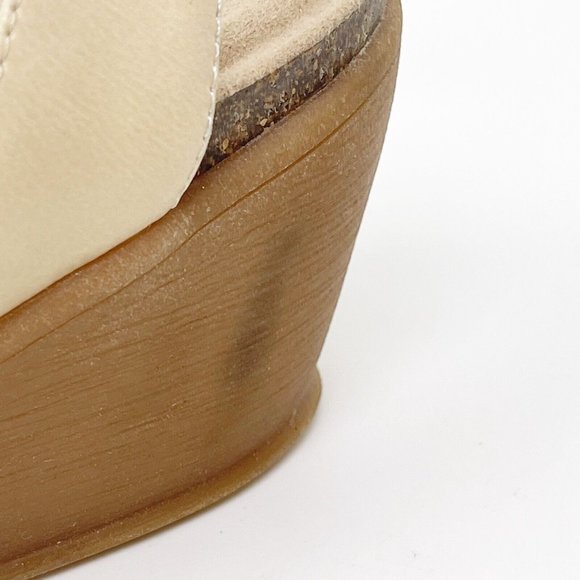 Pure Sole Leather Beige Nude Strappy Open Toe Wedge Sandals Size 9 - Picture 12 of 12
